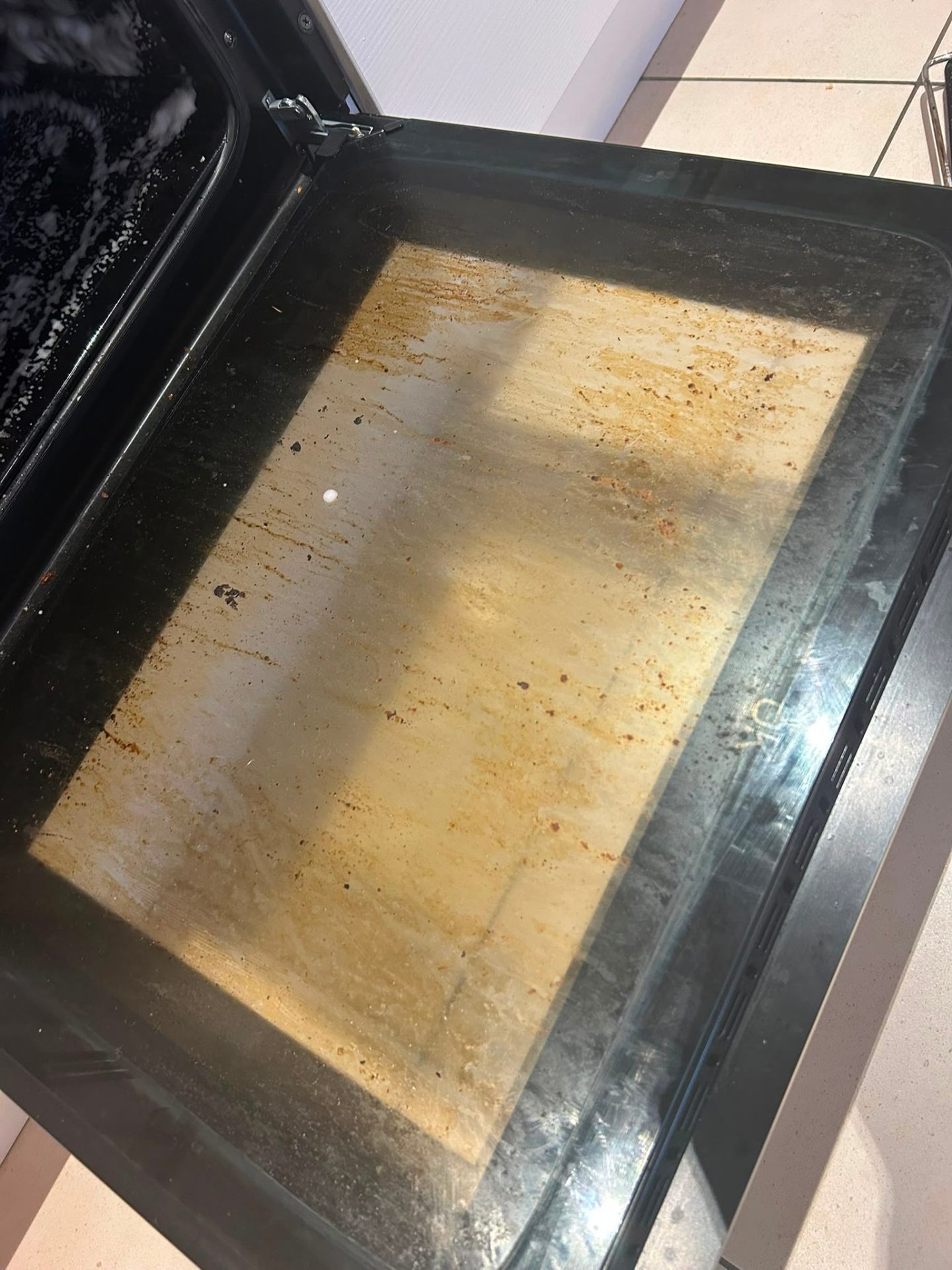 Before — Oven interior — grease lifted