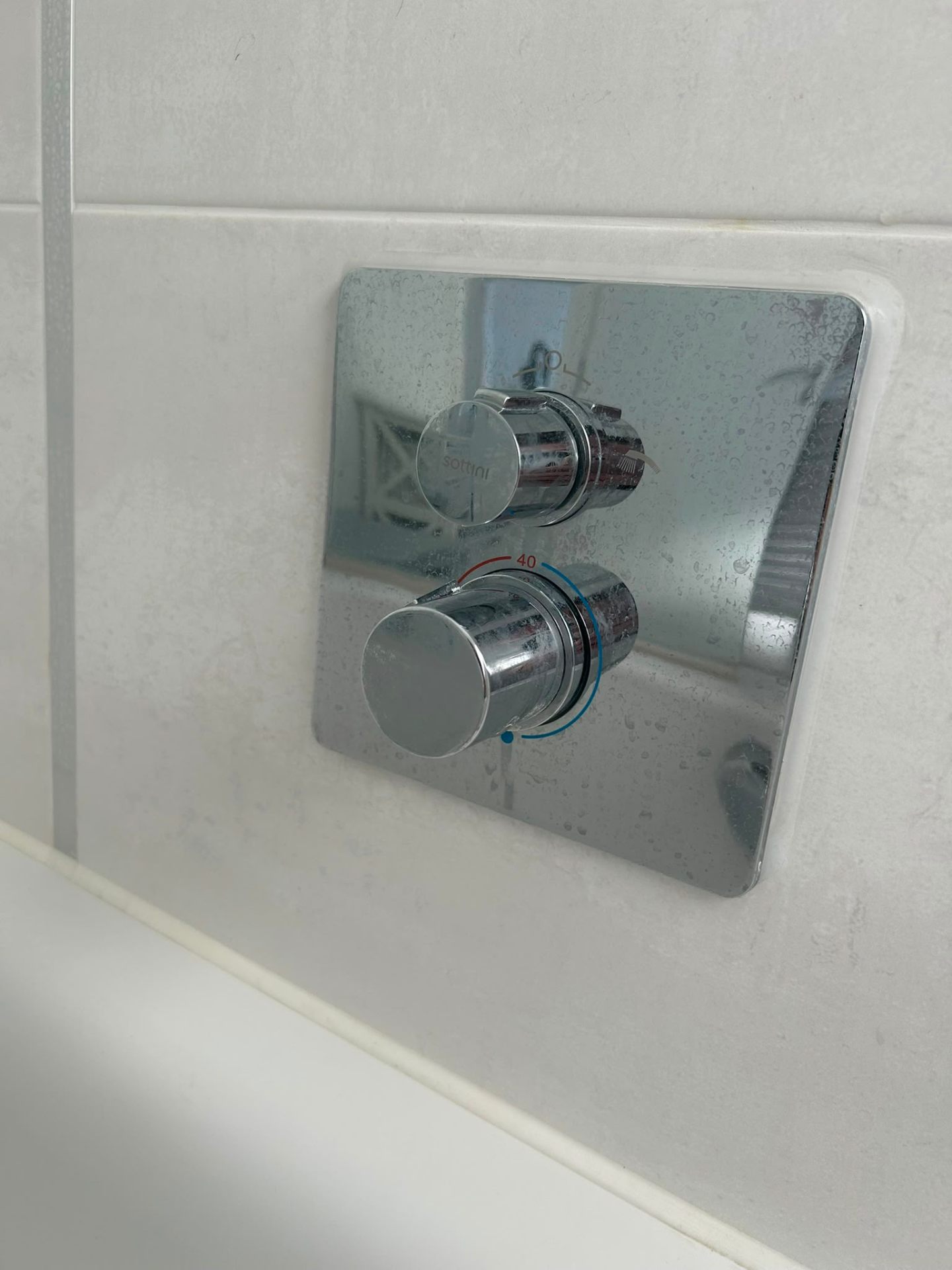 Before — Shower thermostat polished